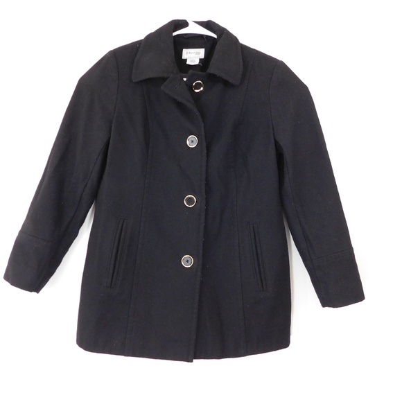 St. John's Bay Black Peacoat Wool Blend - Picture 1 of 8